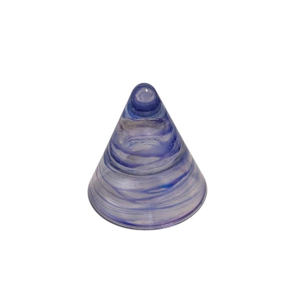 Art Glass Cone Paperweight Blue‎ Swirl Hand Blown Studio Glass Vintage